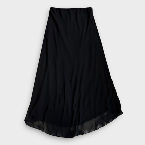 ALEX EVENINGS VINTAGE CHIFFON LAYERED MAXI SKIRT BLACK MADE IN USA SIZE MEDIUM - Picture 3 of 8